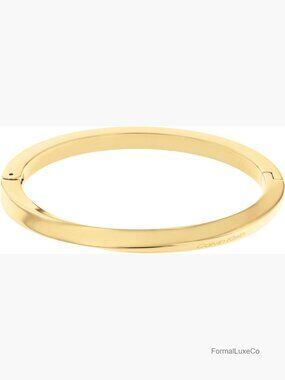 Stainless Steel Hinge Bangle Bracelet - Sleek Sculptural Twist Snap Closure